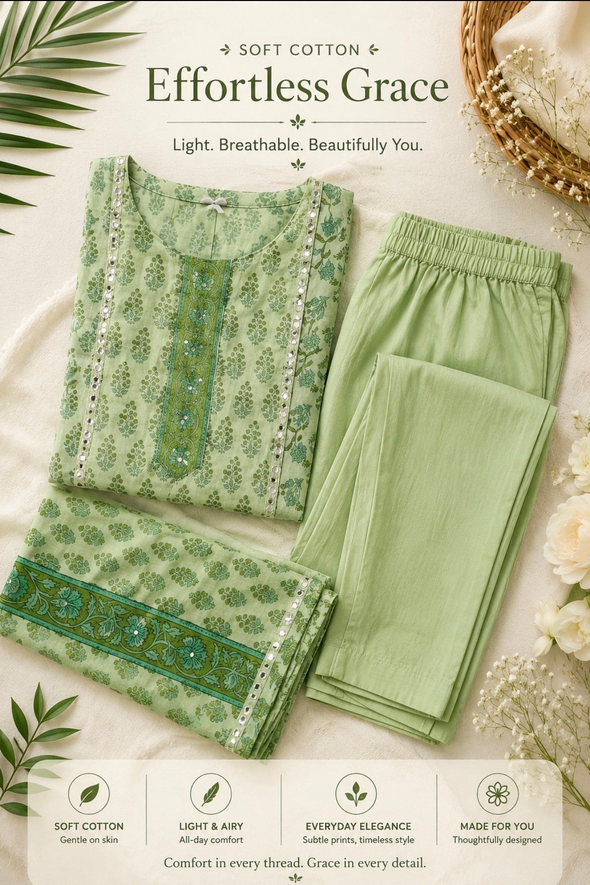 Green soft cotton