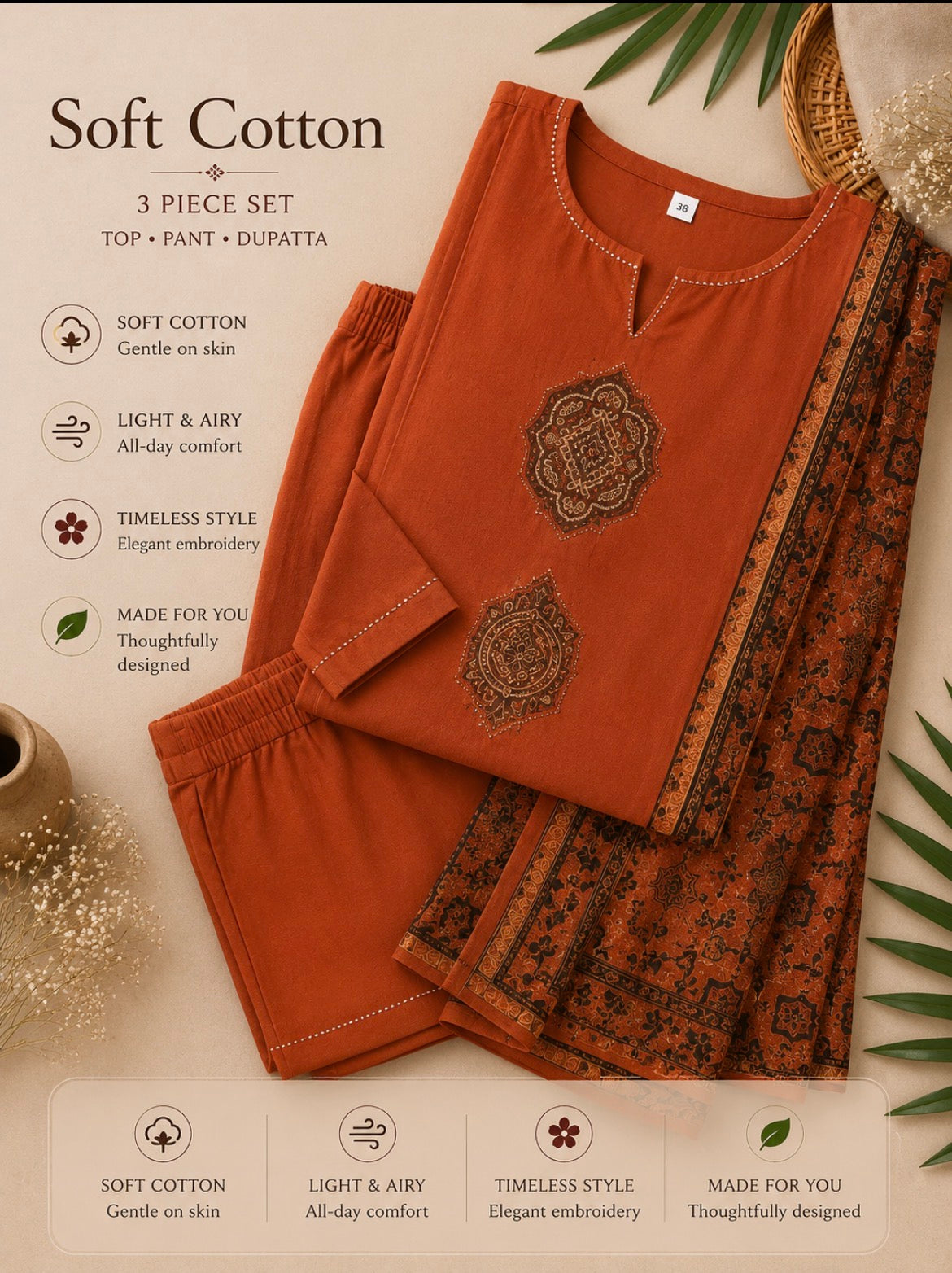 Rust cotton suit