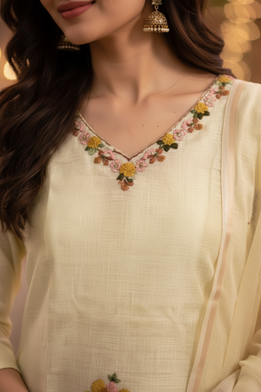 Yellow Kota Doria Set