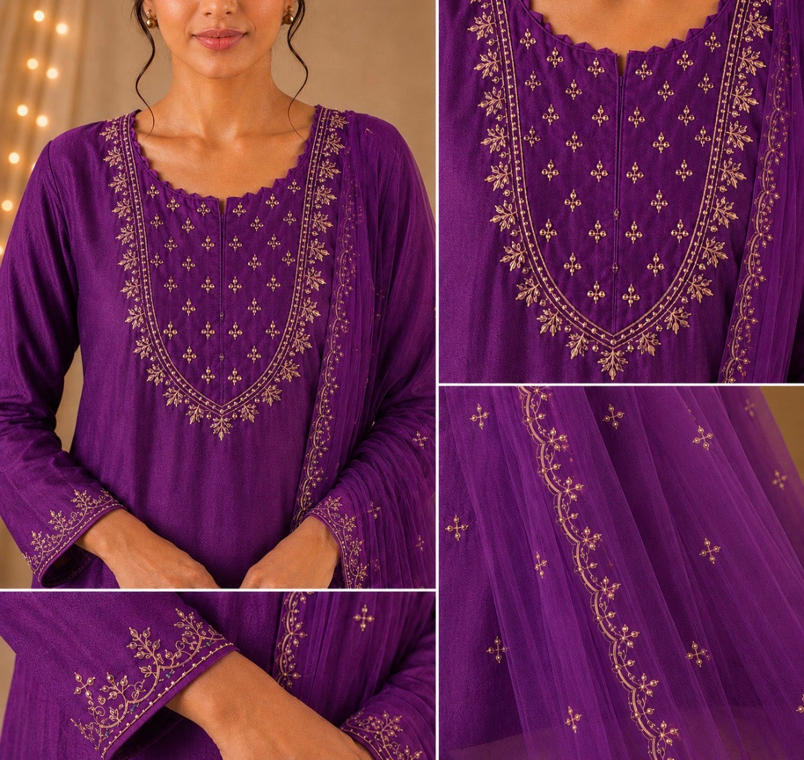 Purple mul chanderi