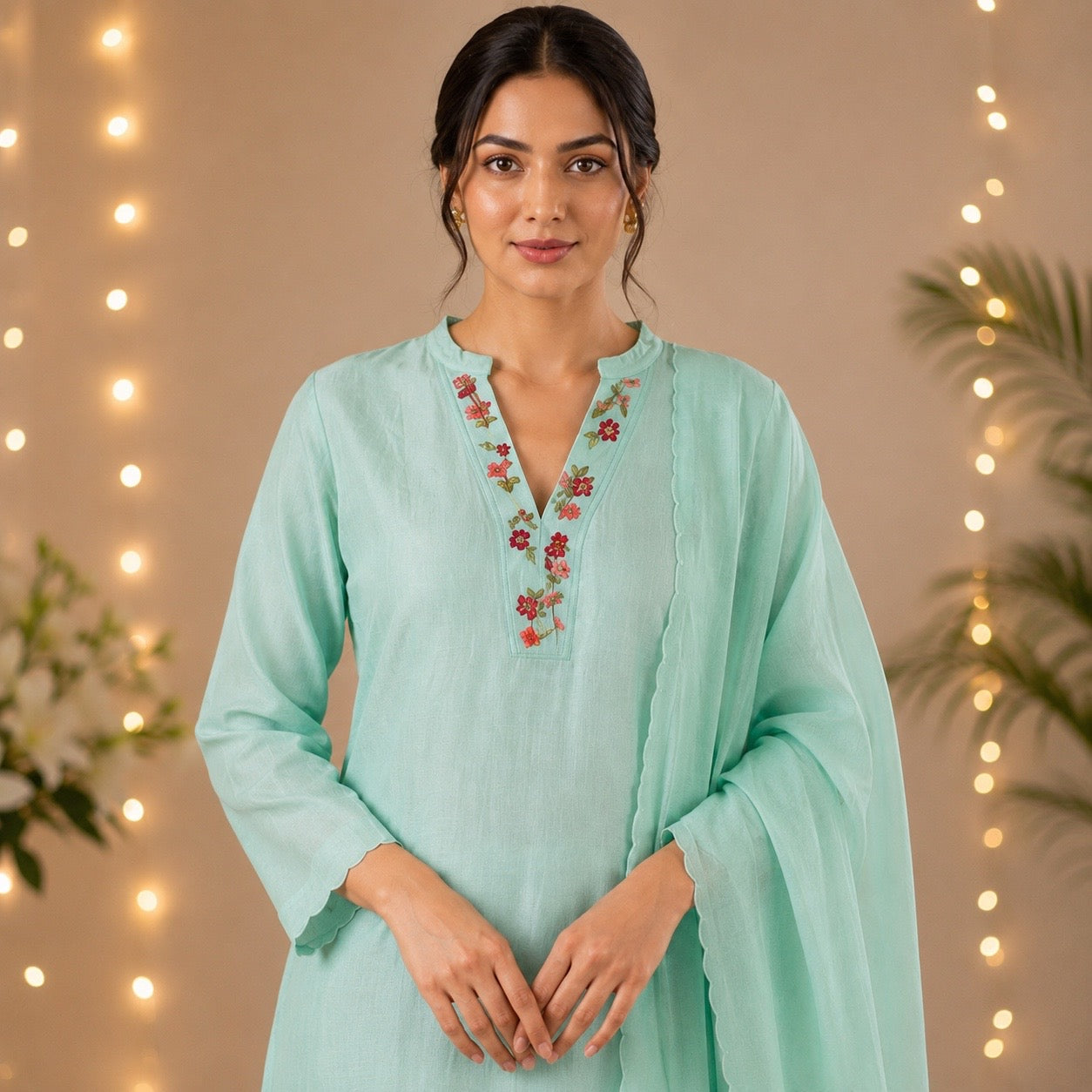 Light Green Mul Chanderi