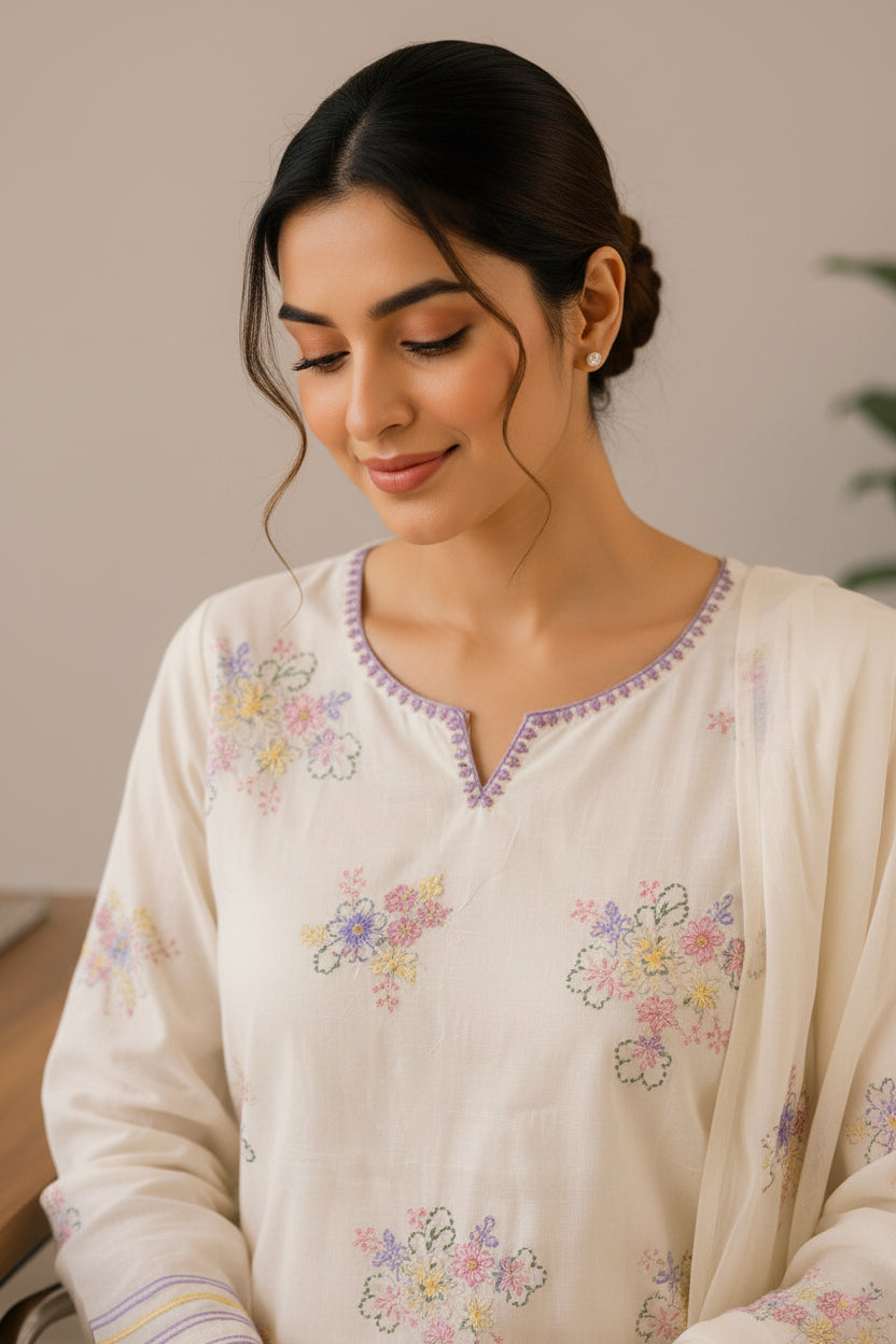 Cream Cotton suit