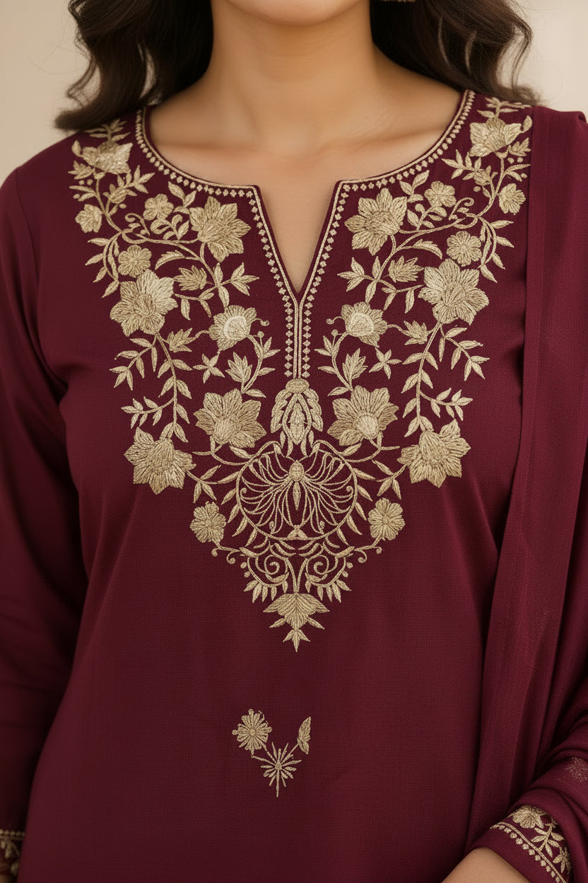 Maroon cotton suit