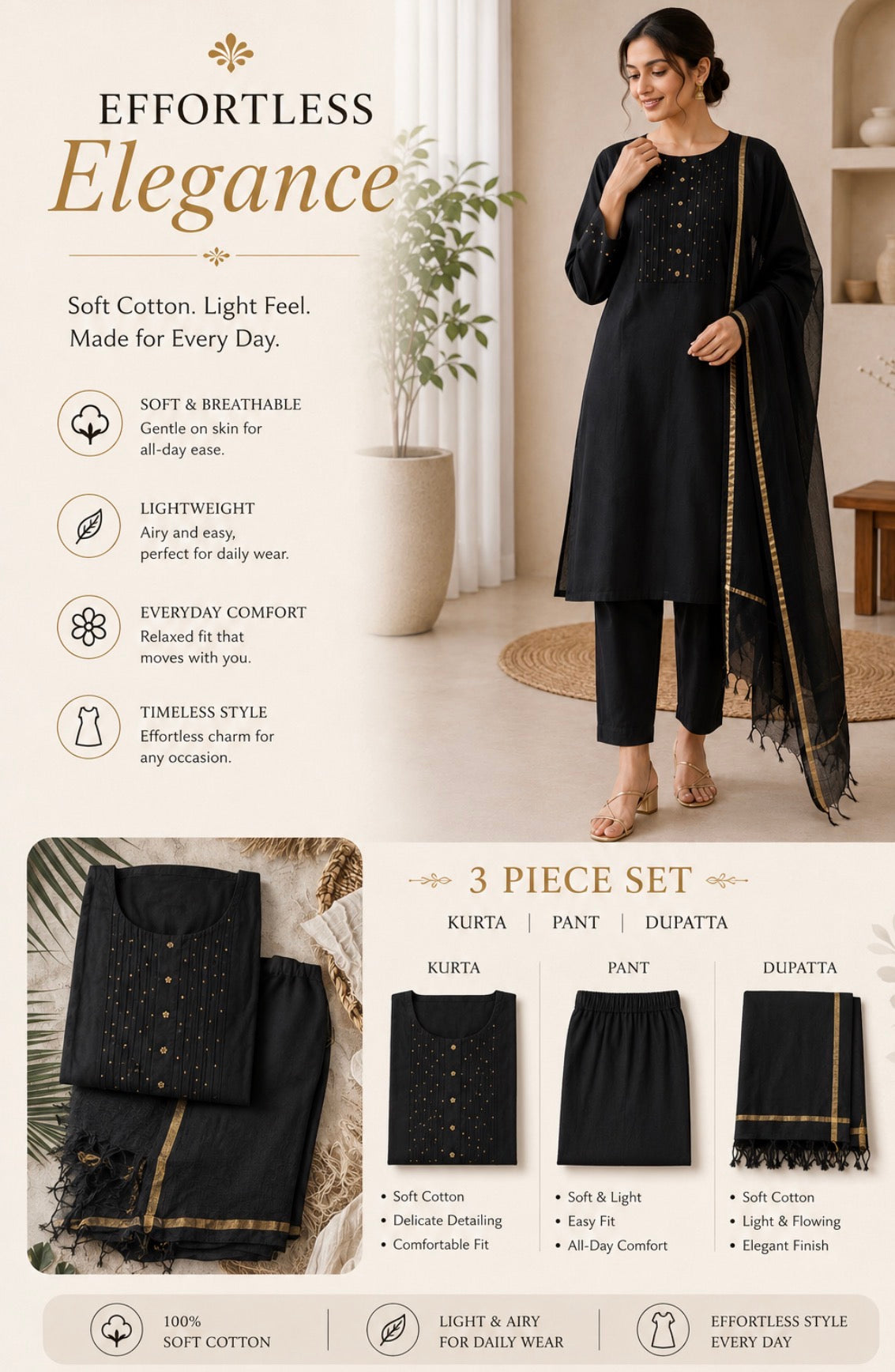 Black Soft cottons