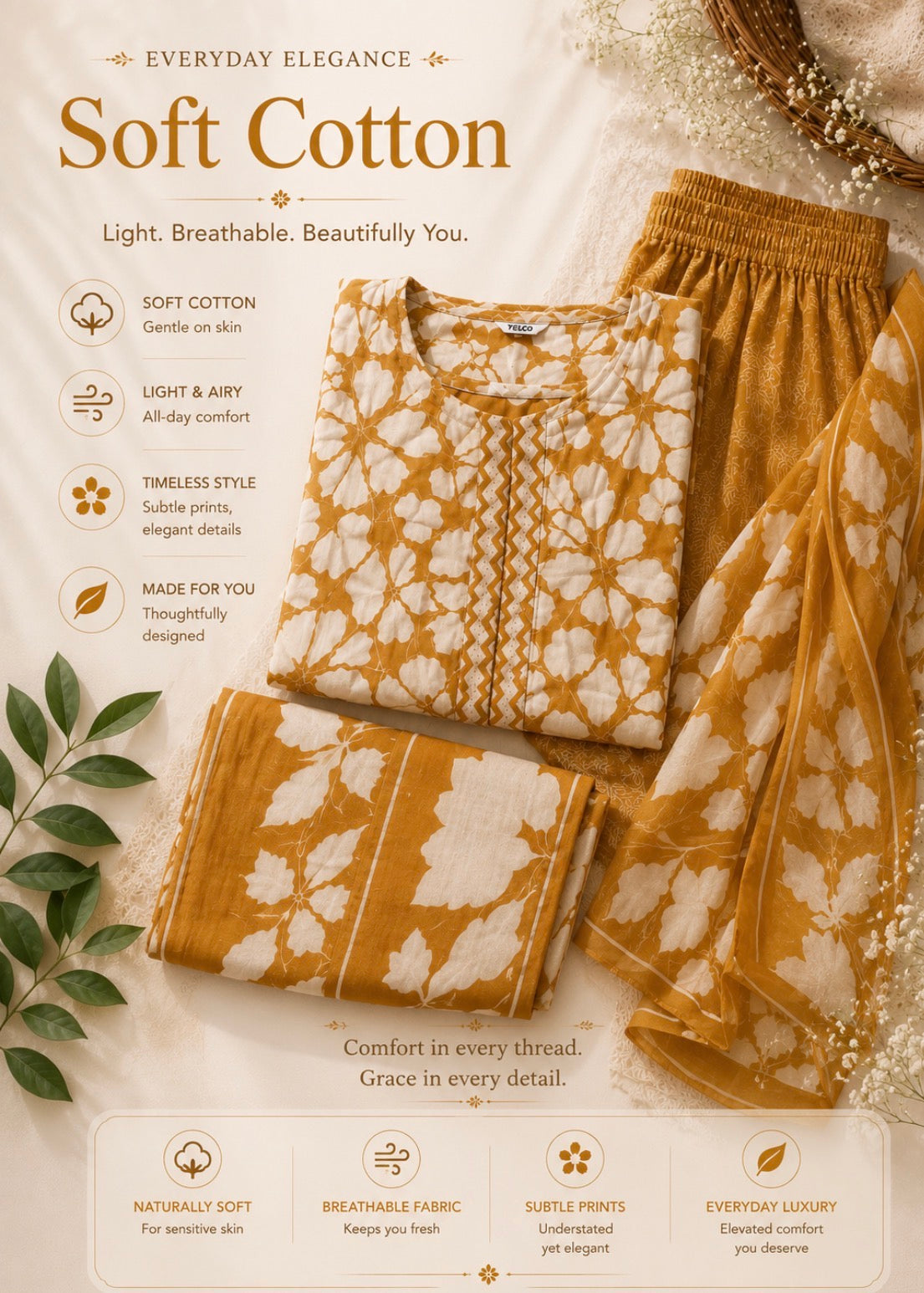 Mustard  cotton suit
