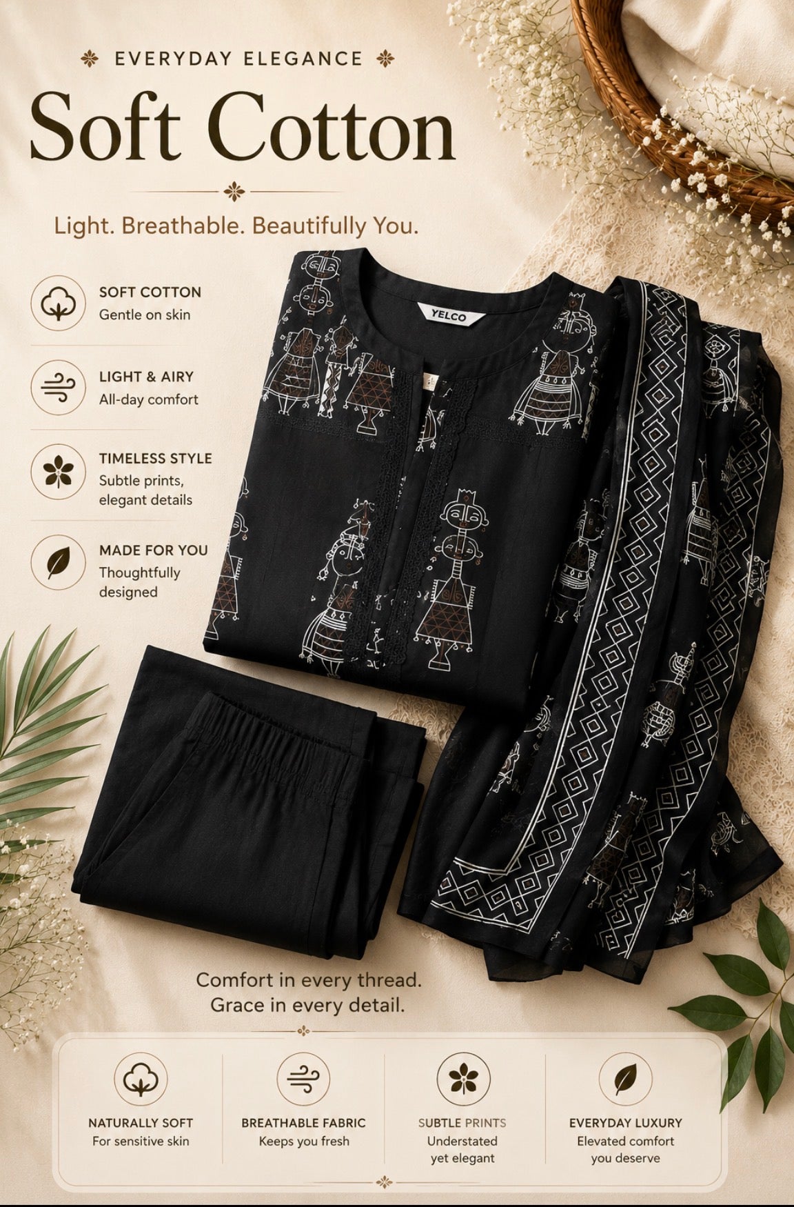 Folk Art print  suit