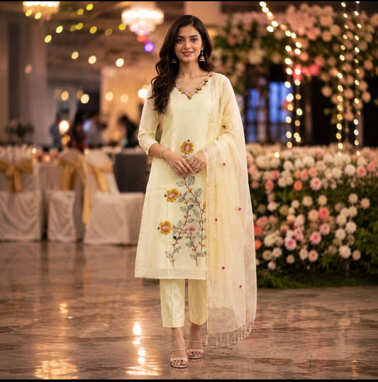 Yellow Kota Doria Set