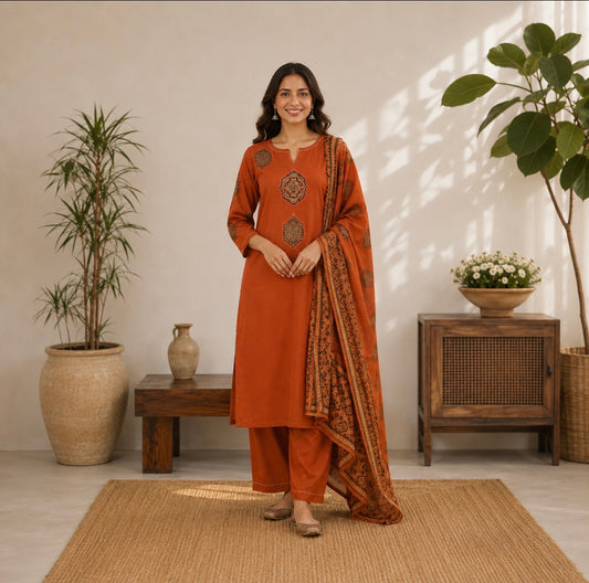 Rust cotton suit