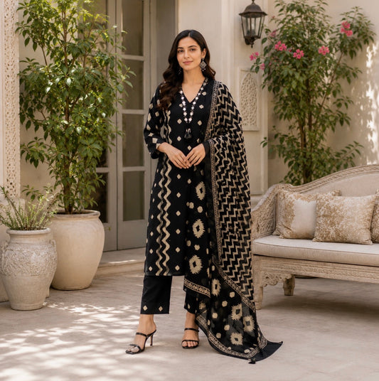 Hand work cotton suit