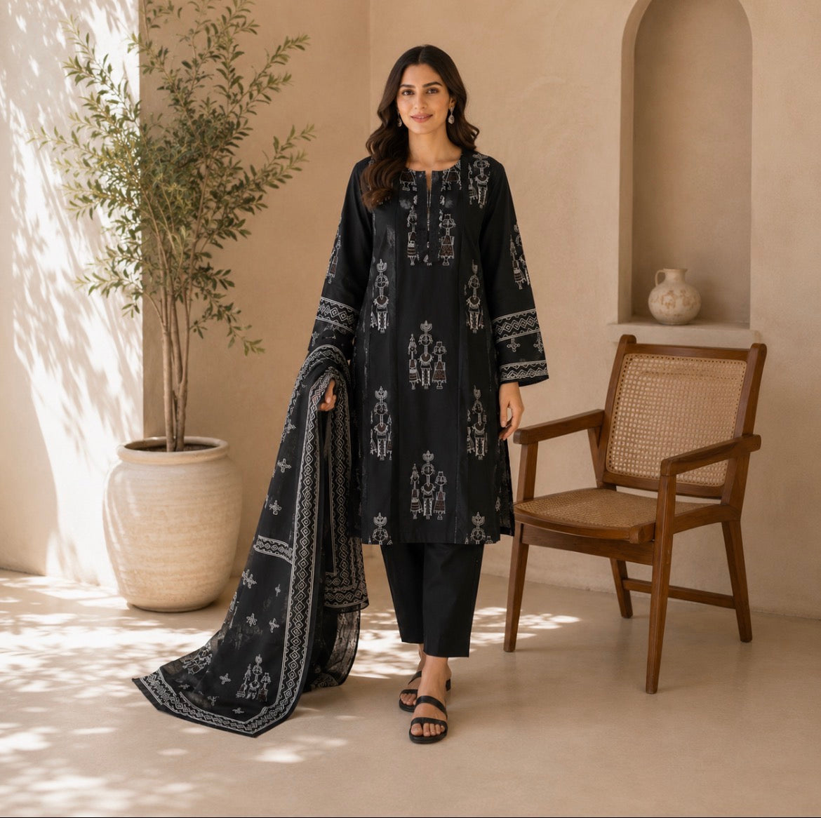 Folk Art print  suit