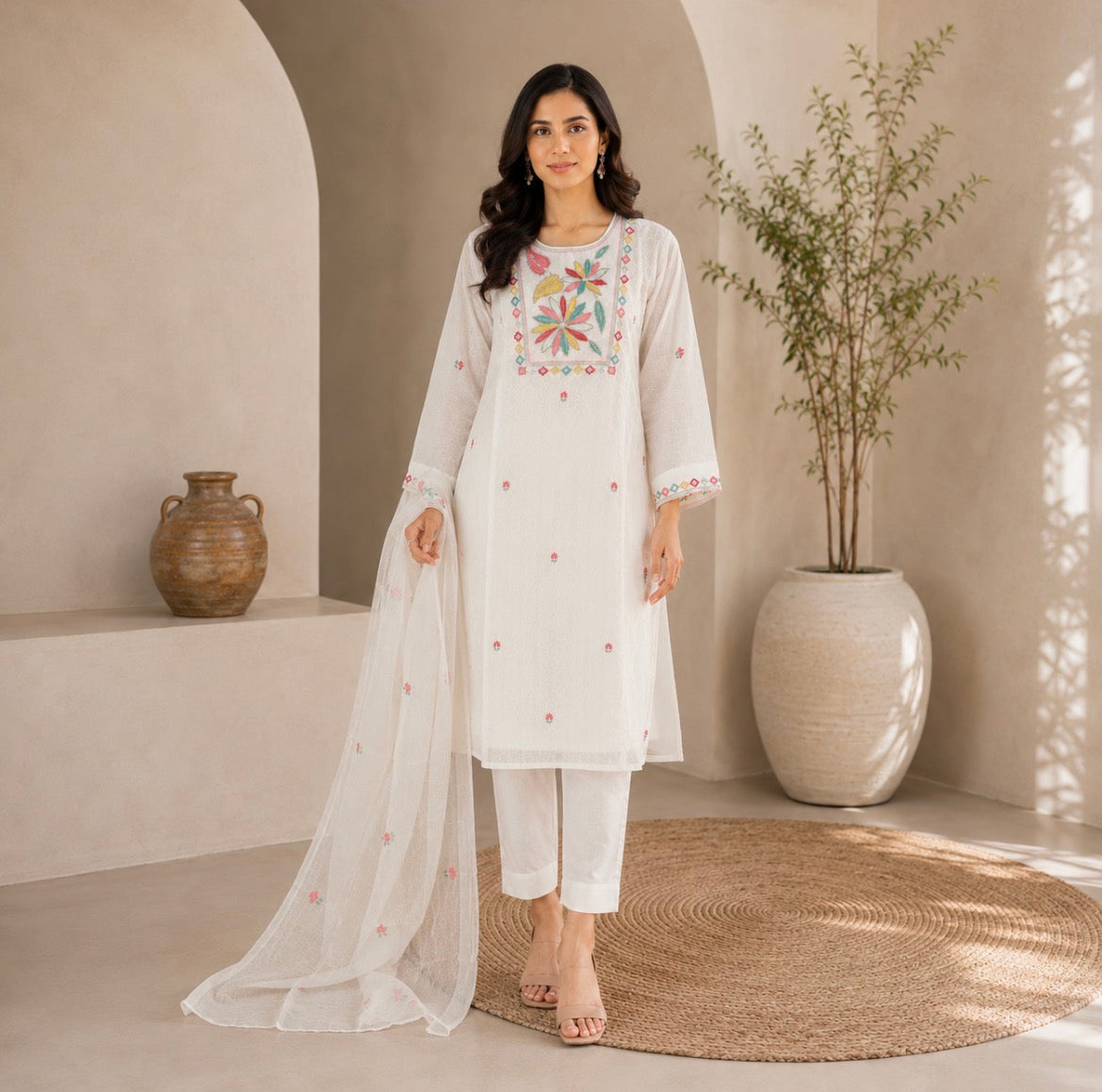 White cotton suit