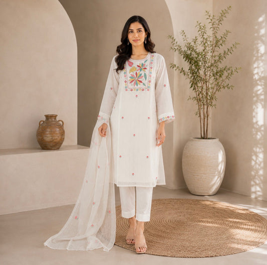White cotton suit