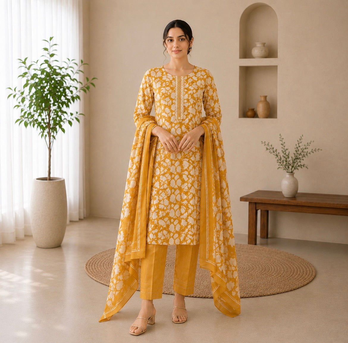 Mustard  cotton suit