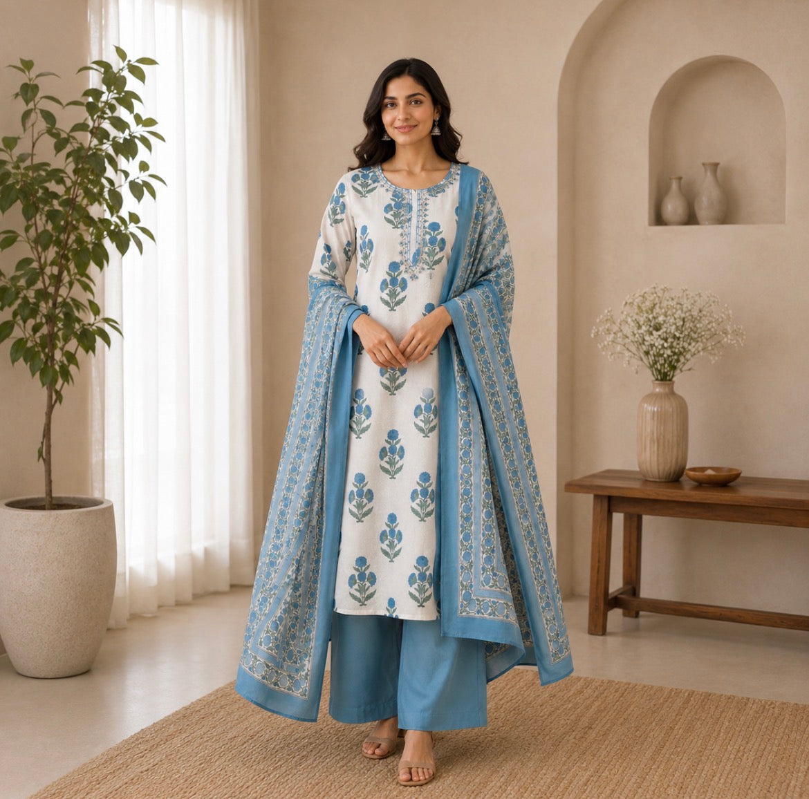 Blue Soft Cotton suit