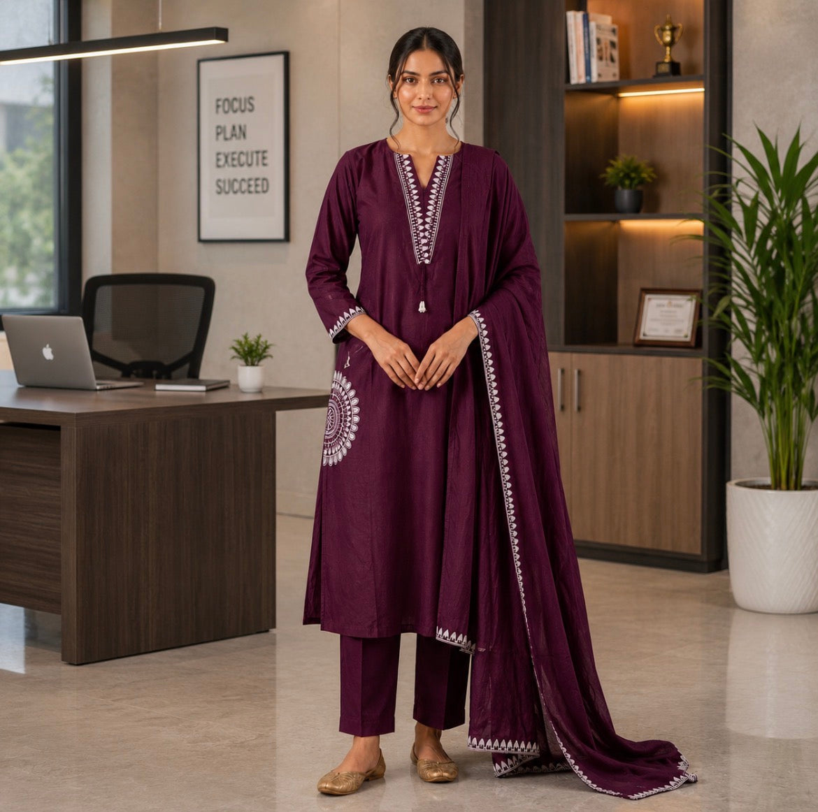 Maroon Cotton Dress