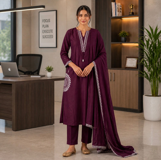 Maroon Cotton Dress