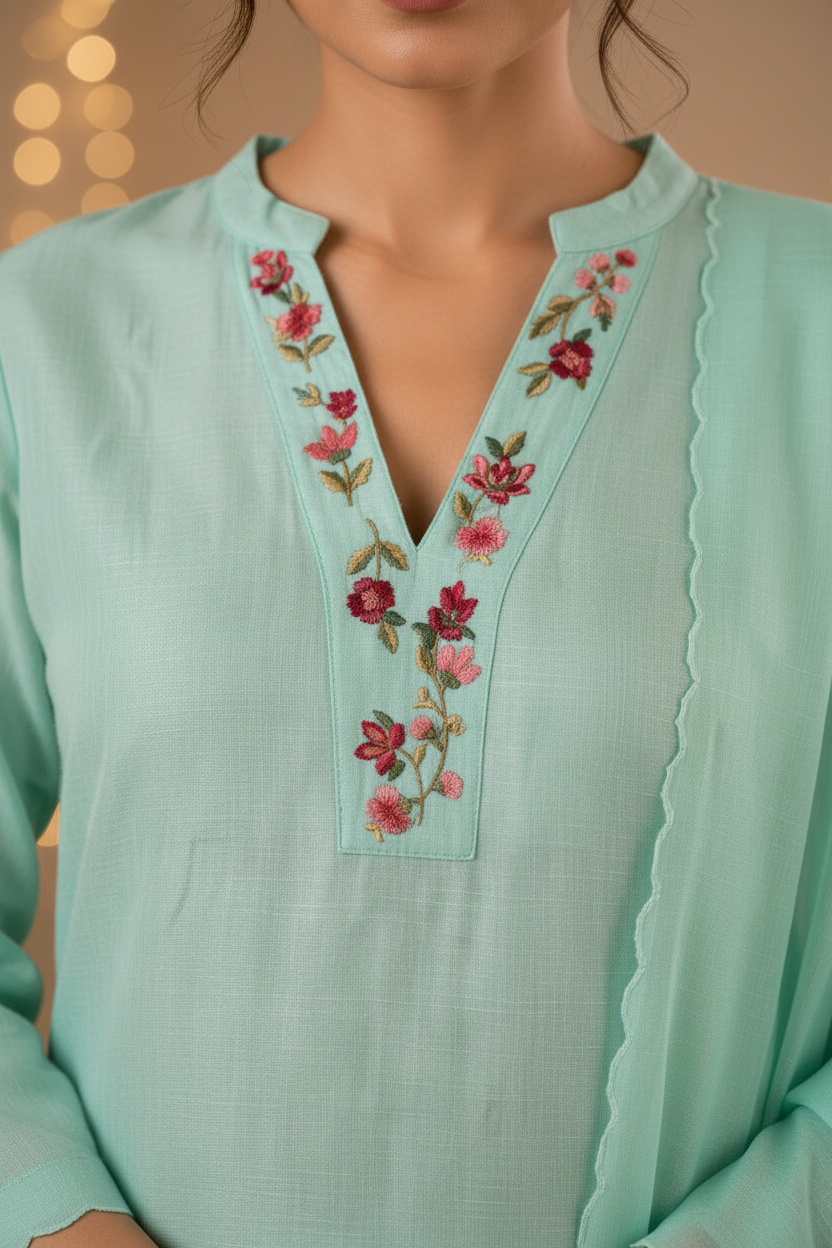 Light Green Mul Chanderi