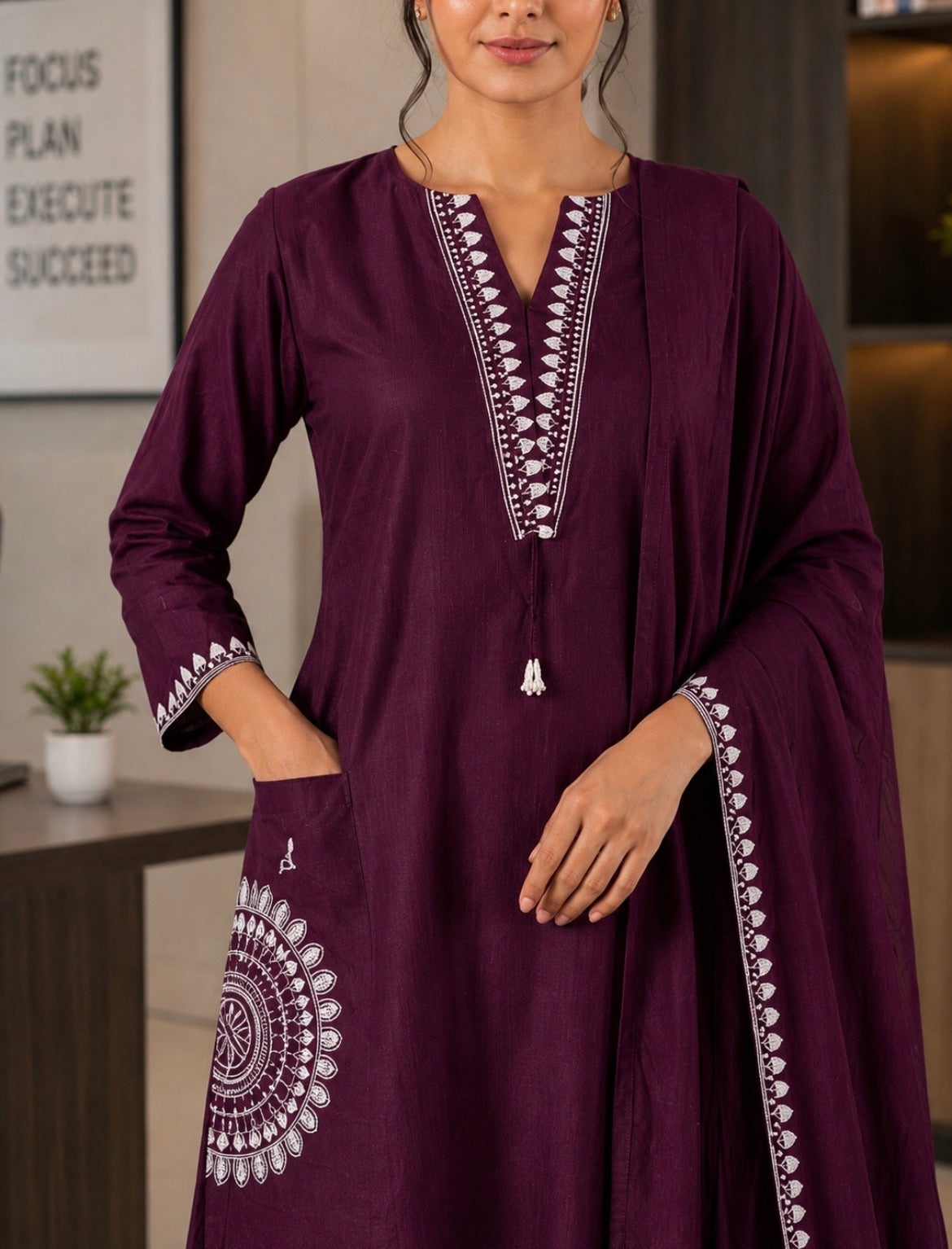 Maroon Cotton Dress
