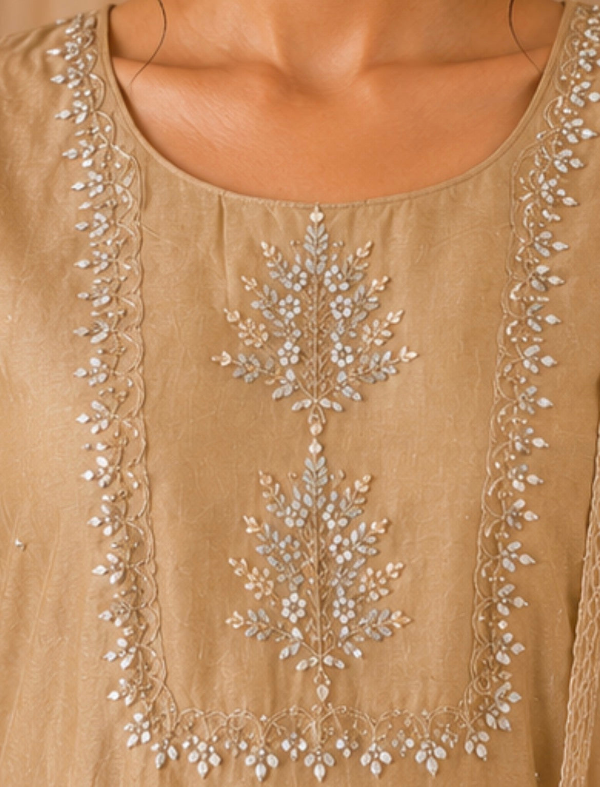 Beige Dola Silk Suit