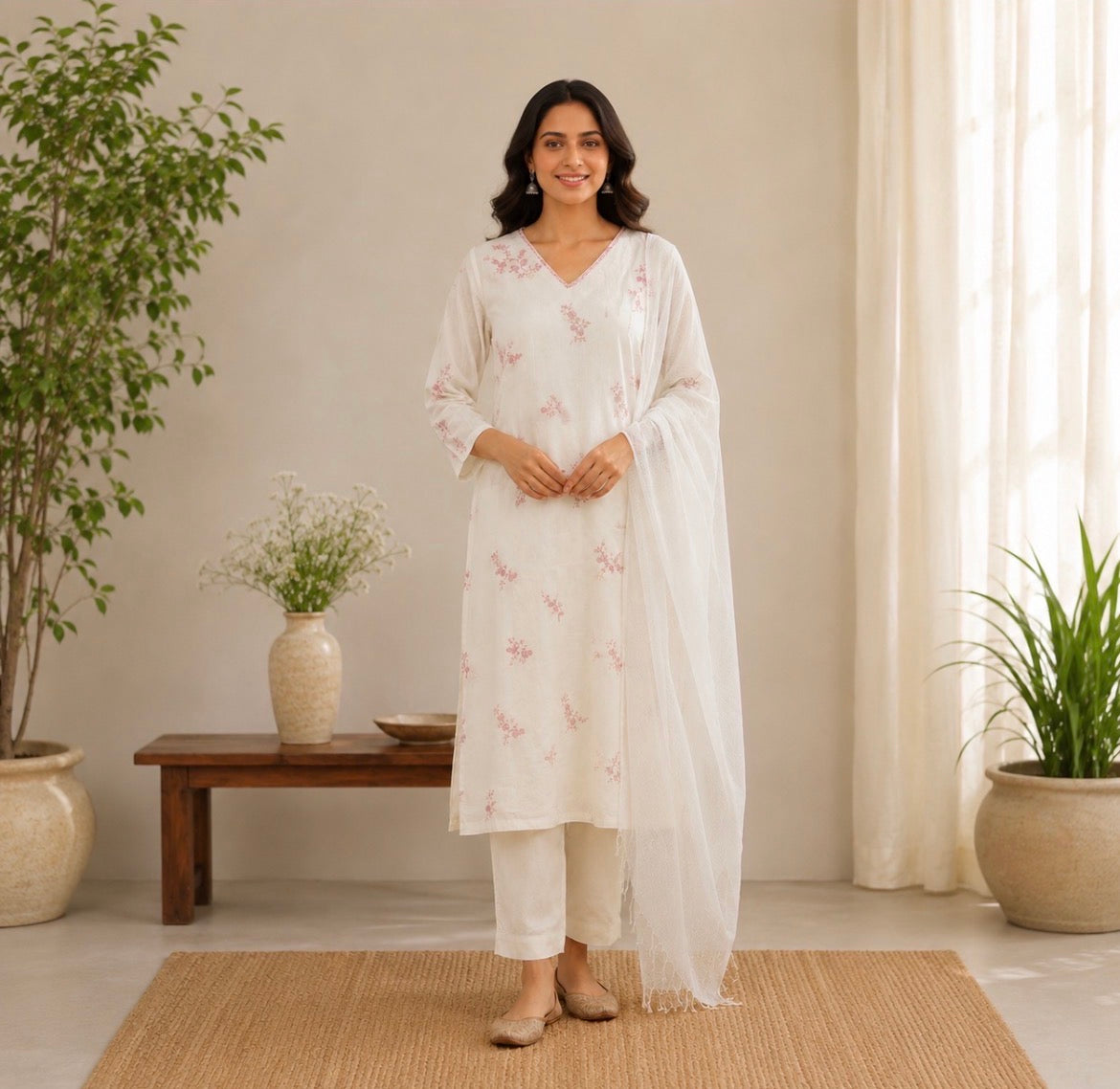 Cream Cotton suit