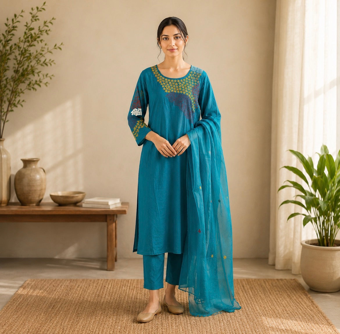Blue Cotton Suit