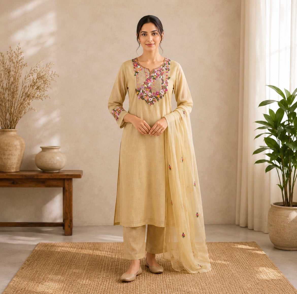 Beige HandWork Suit