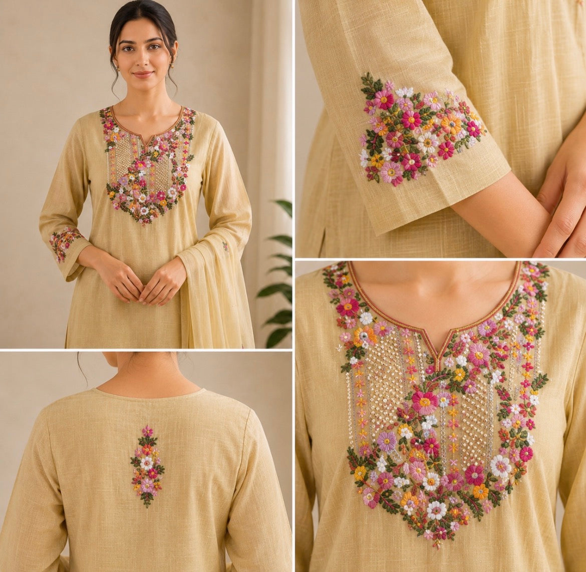 Beige HandWork Suit