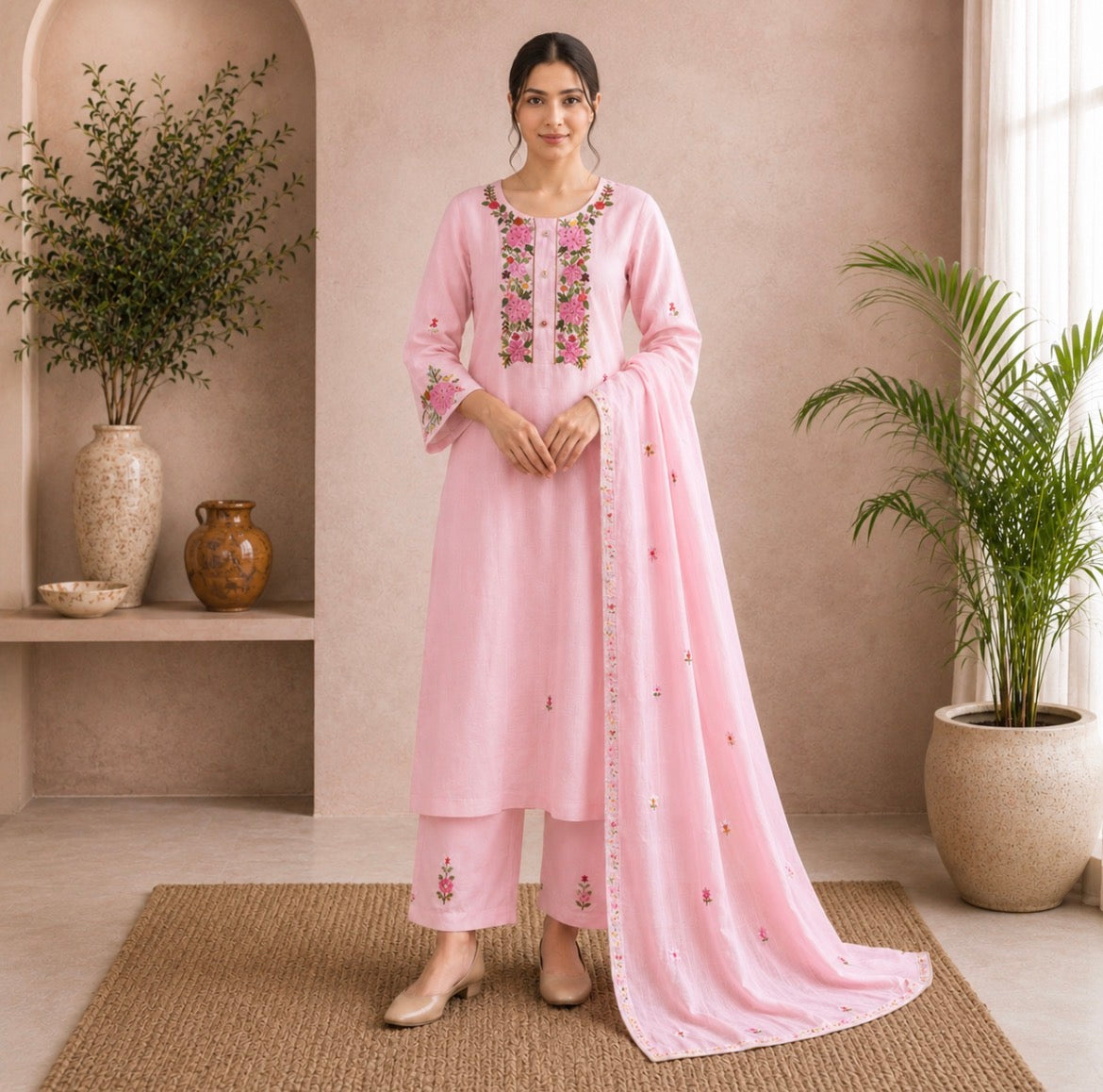 Pink Handwork Suit