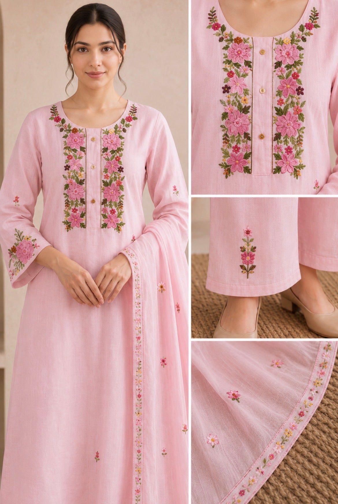 Pink Handwork Suit
