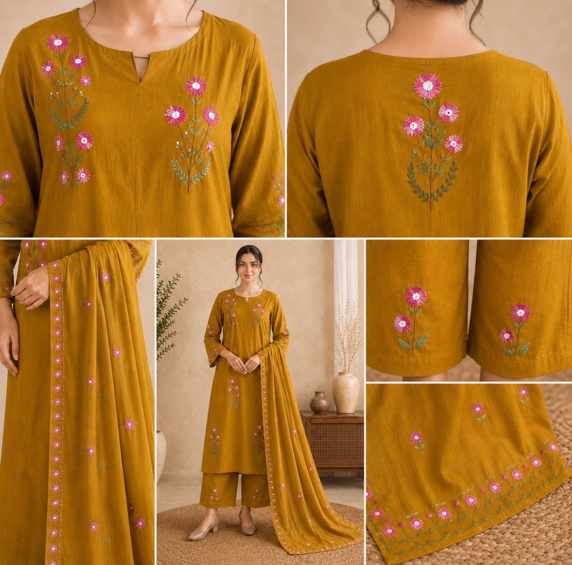 Mustard Handwork Suit