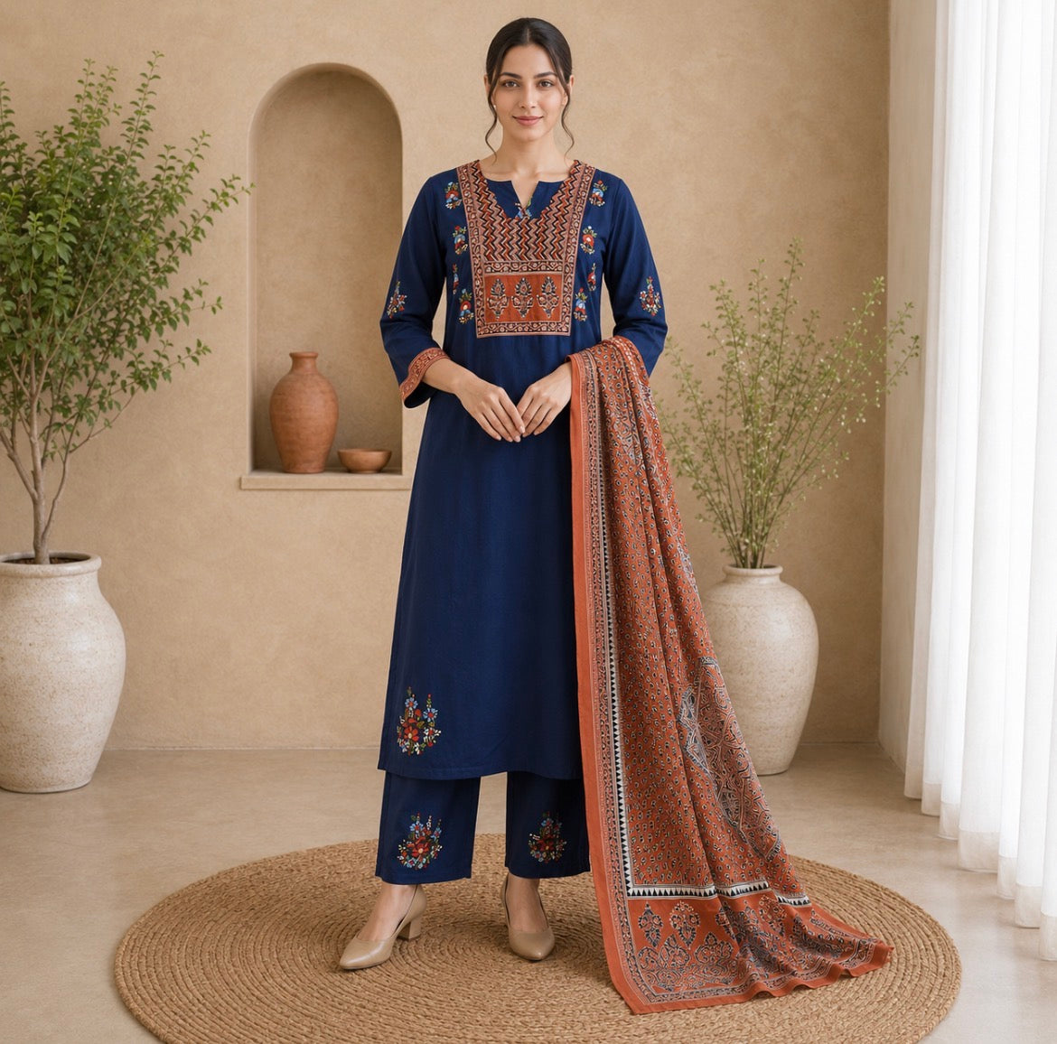 Navy Blue Handwork Suit