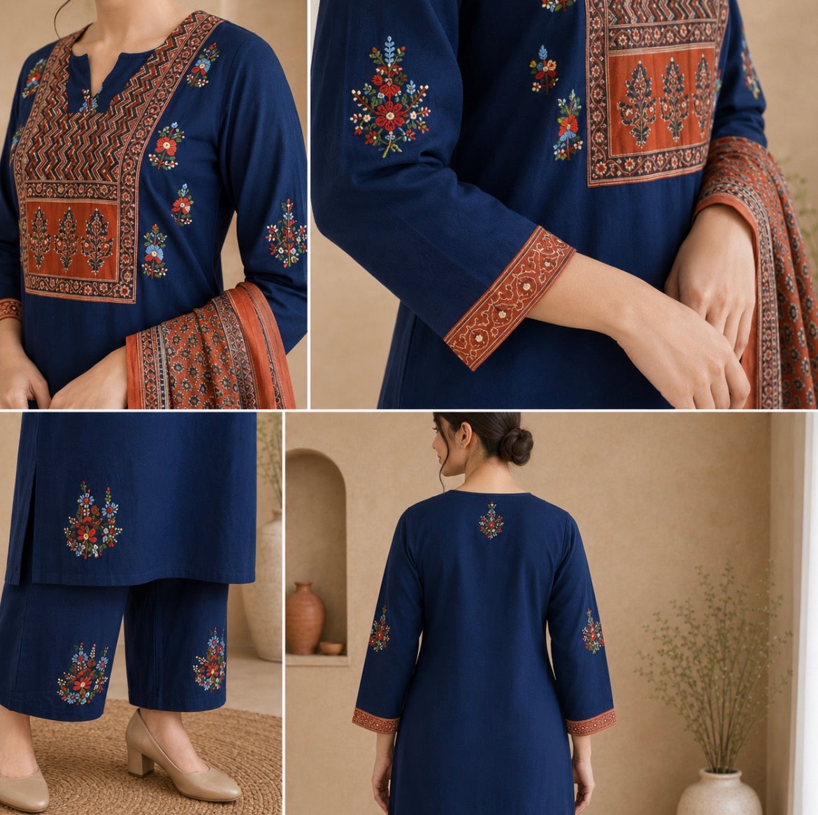 Navy Blue Handwork Suit