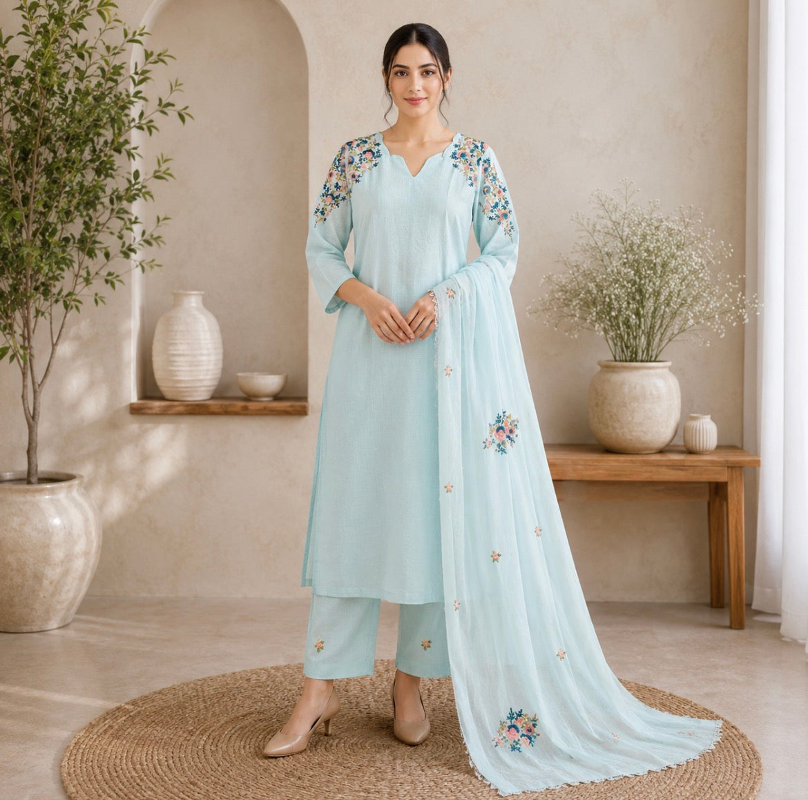 Sky Blue HandWork Suit