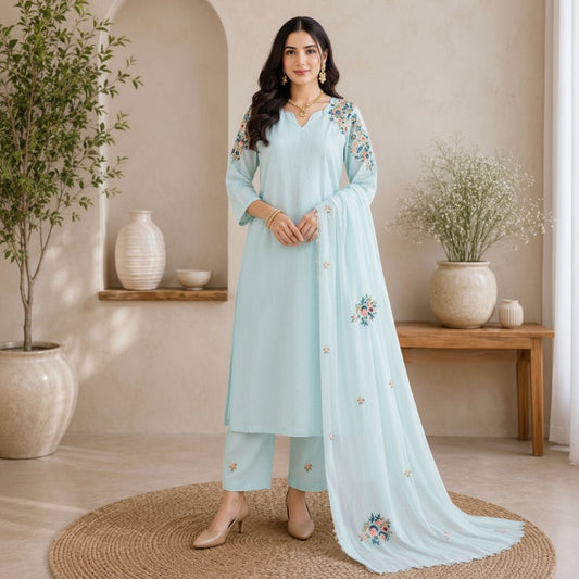 Premium Linen H/Embroidered Salwar - swayamkartha.com