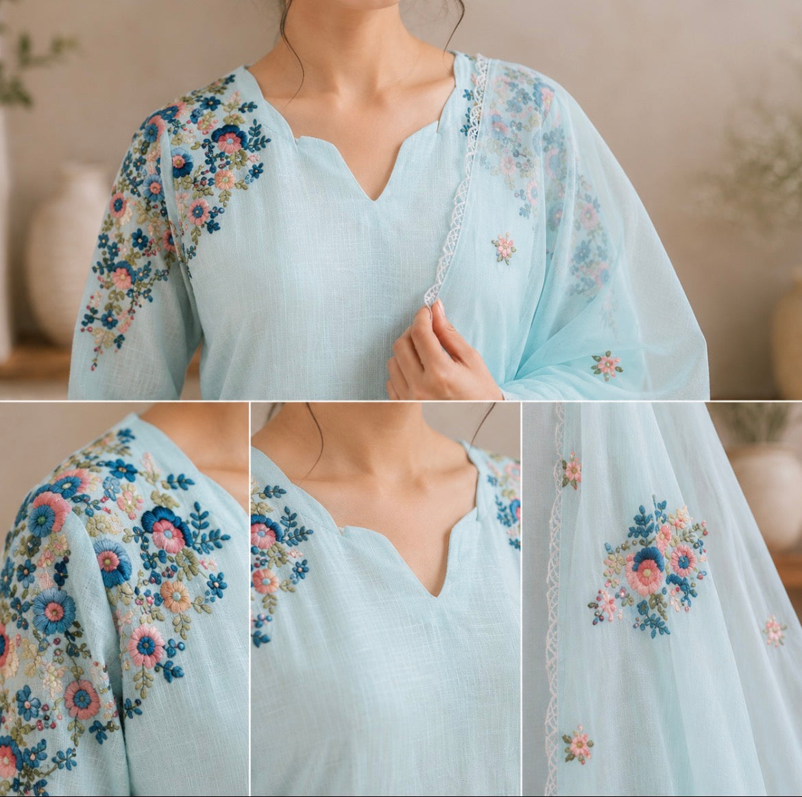 Sky Blue HandWork Suit