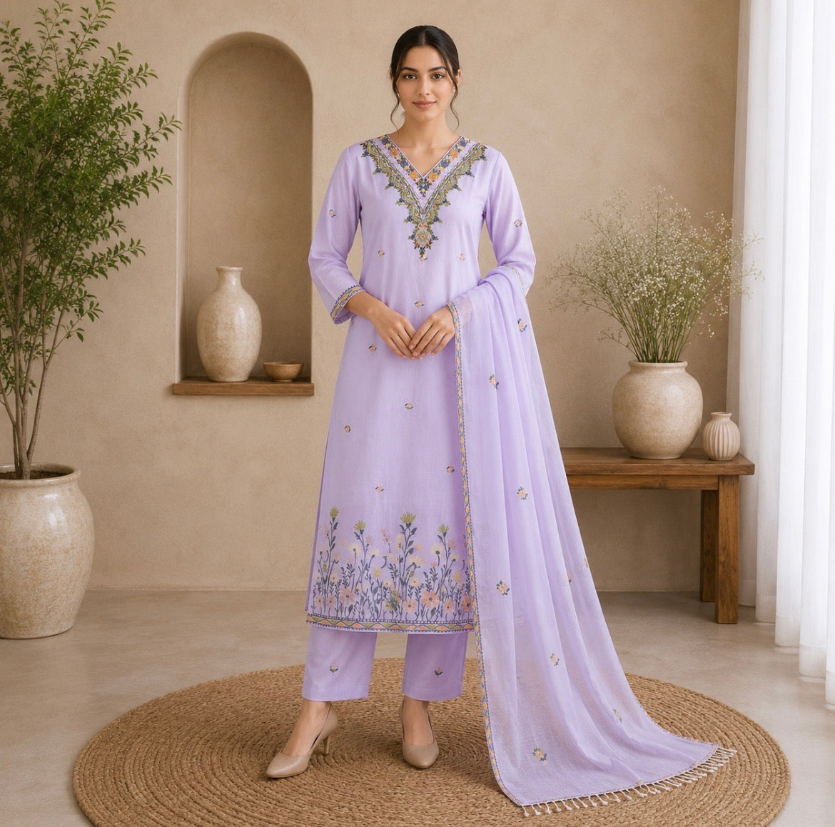 Lilac Handloom suit
