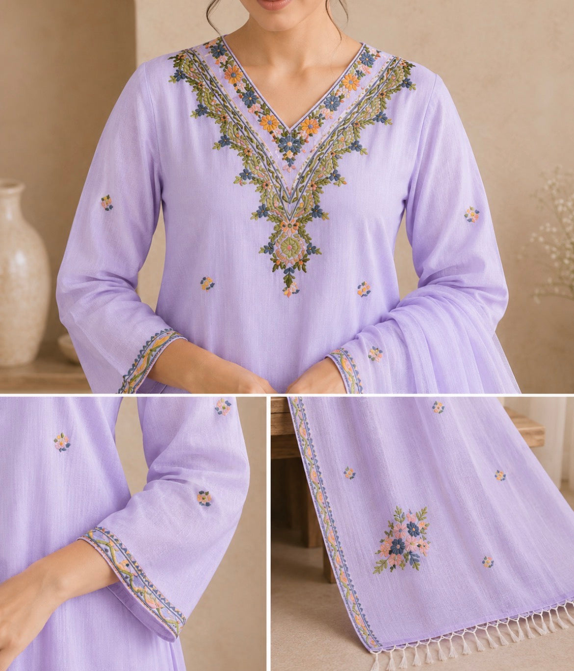 Lilac Handloom suit